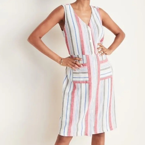 Super cute stripe button down tank dress colorful - Picture 1 of 8